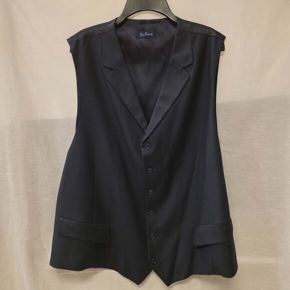 PAUL FREDRICK BLAZER & VEST. DARK BLUE PINSTRIPE. DOUBLE BREASTED. DOUBLE VENT. - Picture 5 of 10